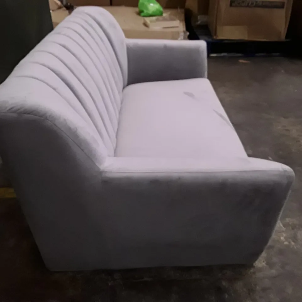 QUALITY DESIGNER ZEBEDIAH 2 SEATER UPHOLSTERED SOFA - LIGHT GREY FABRIC