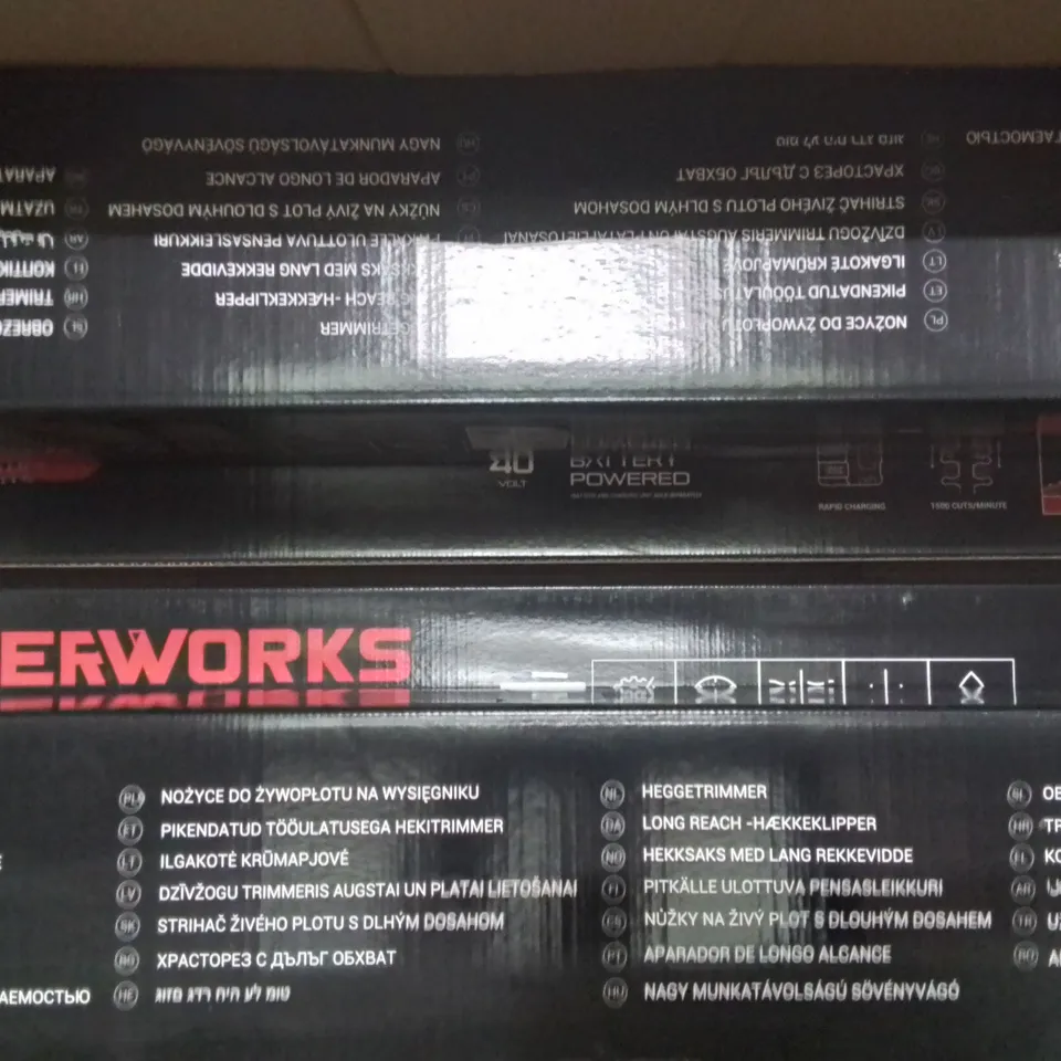 4 X BOXED POWERWORKS P40PH51 40V POLE HEDGE TRIMMERS