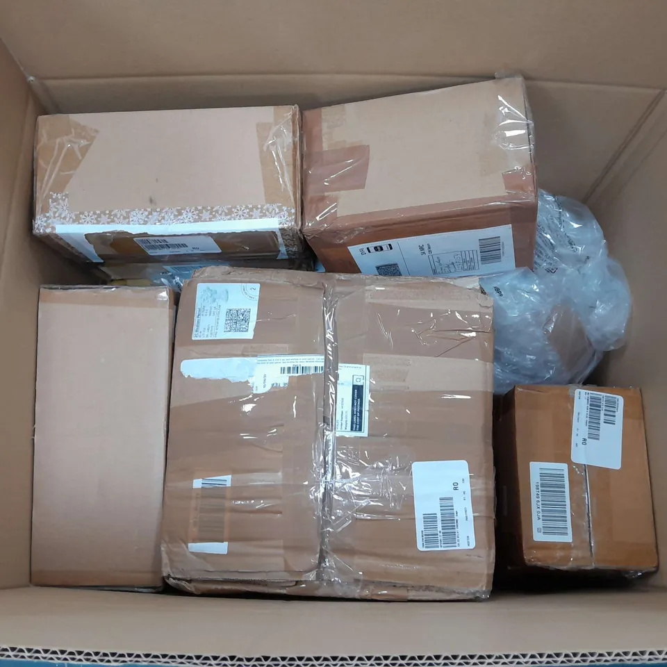 BOX OF APPROXIMATELY 15 ASSORTED ITEMS TO INCLUDE - MULTIFUNCTIONAL STRING LIGHTS, COOLDOWN TOWELS, AND NINJA COMBO CRISPER BASKET ETC. 