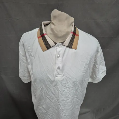 BURBERRY CASUAL WHITE POLO SHIRT SIZE L