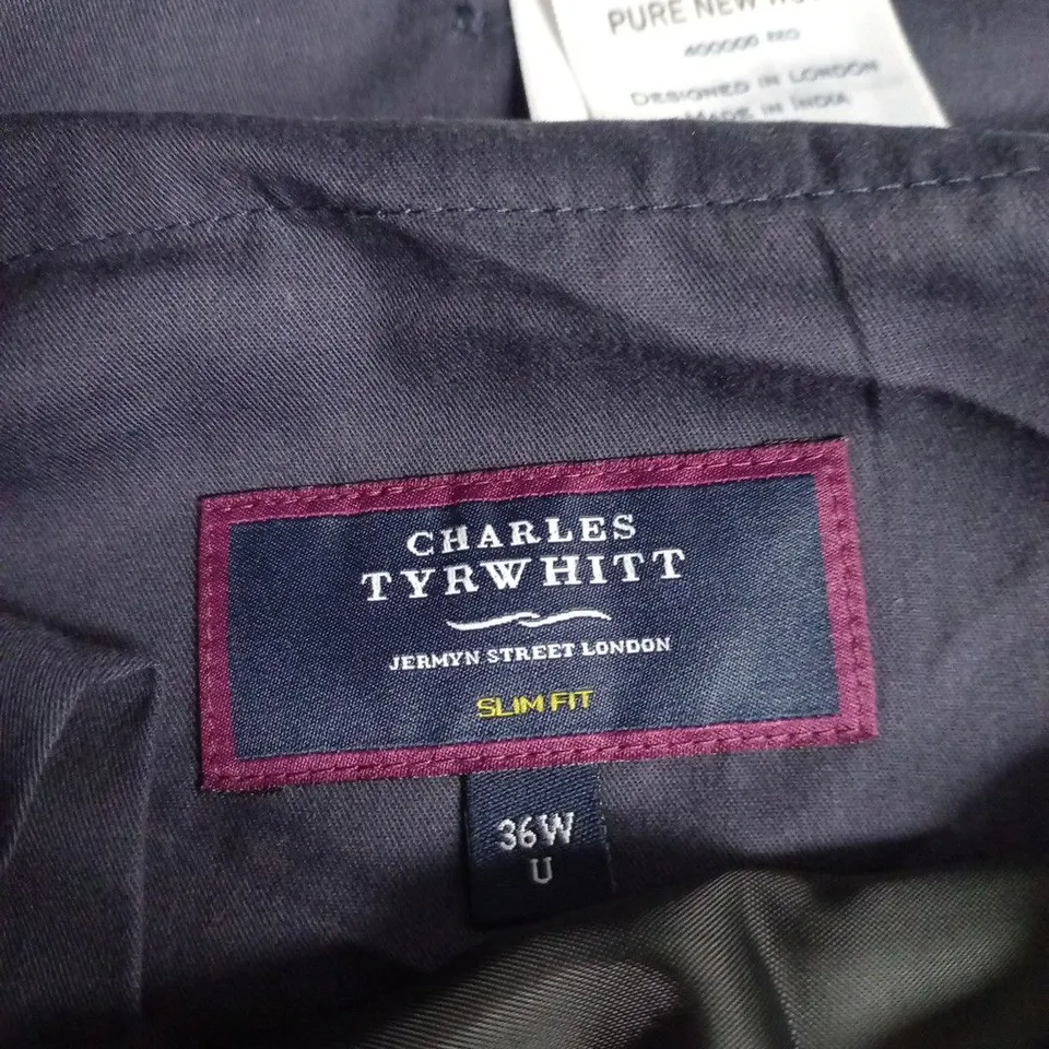 CHARLES TYRWHITT SLIM FIT ROYAL BLUE WOOL TROUSERS, 36W/38L