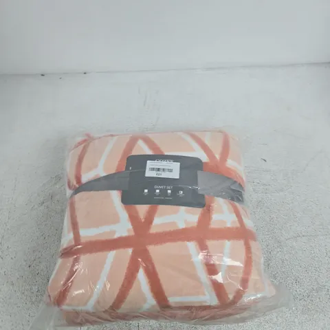 COZEE HOME DUVET SET – PEACH GEOMETRIC PATTERN – SEALED IN ORIGINAL PACKAGING
