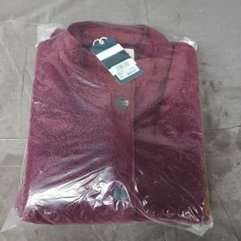 BAGGED CREW CLOTHING COMPANY BORG GILET IN BERRY SIZE 16