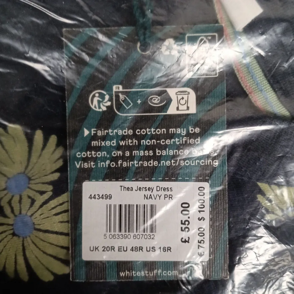 BAGGED WHITE STUFF THEA JERSEY DRESS – NAVY, UK 20R (EU 48R, US 16R)