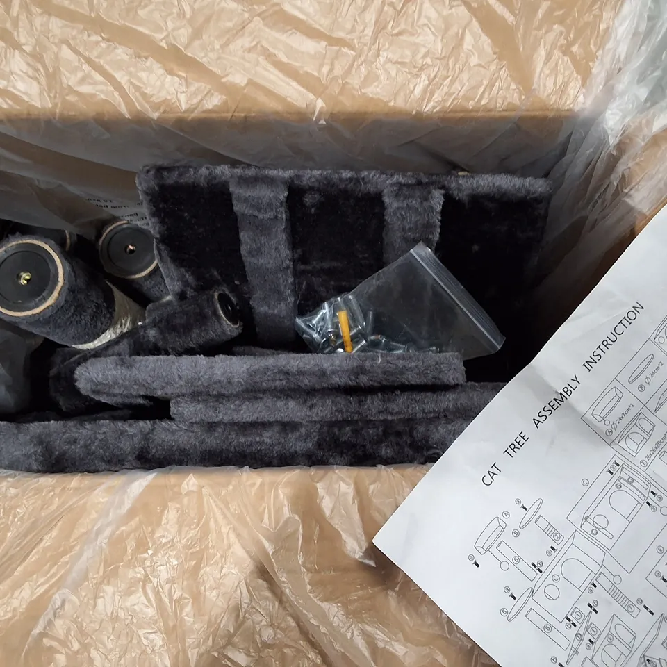BOXED GREY FABRIC CAT TREE
