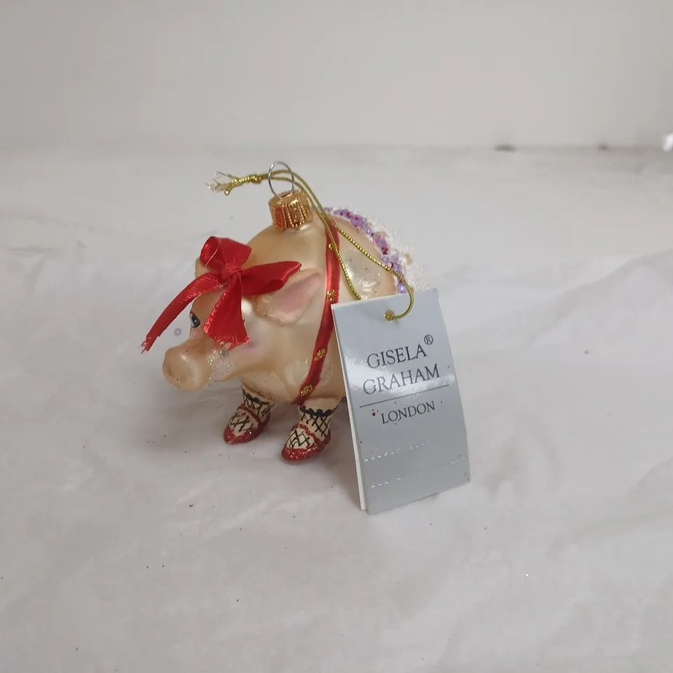 LOT OF 6 BRAND NEW GISELLA GRAHAM PIG THEMED HANGING TREE DECORATIONS