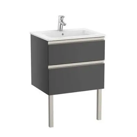 BRAND NEW BOXED ROCA THE GAP 600MM VANITY UNIT 2 DRWS WITHOUT BASIN - GREY ANTHRACITE