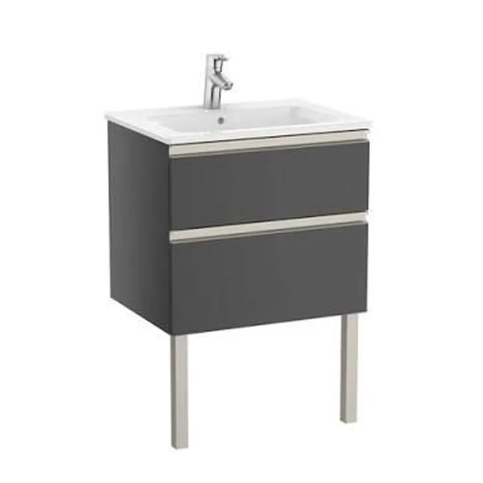 BRAND NEW BOXED ROCA THE GAP 600MM VANITY UNIT 2 DRWS WITHOUT BASIN - GREY ANTHRACITE