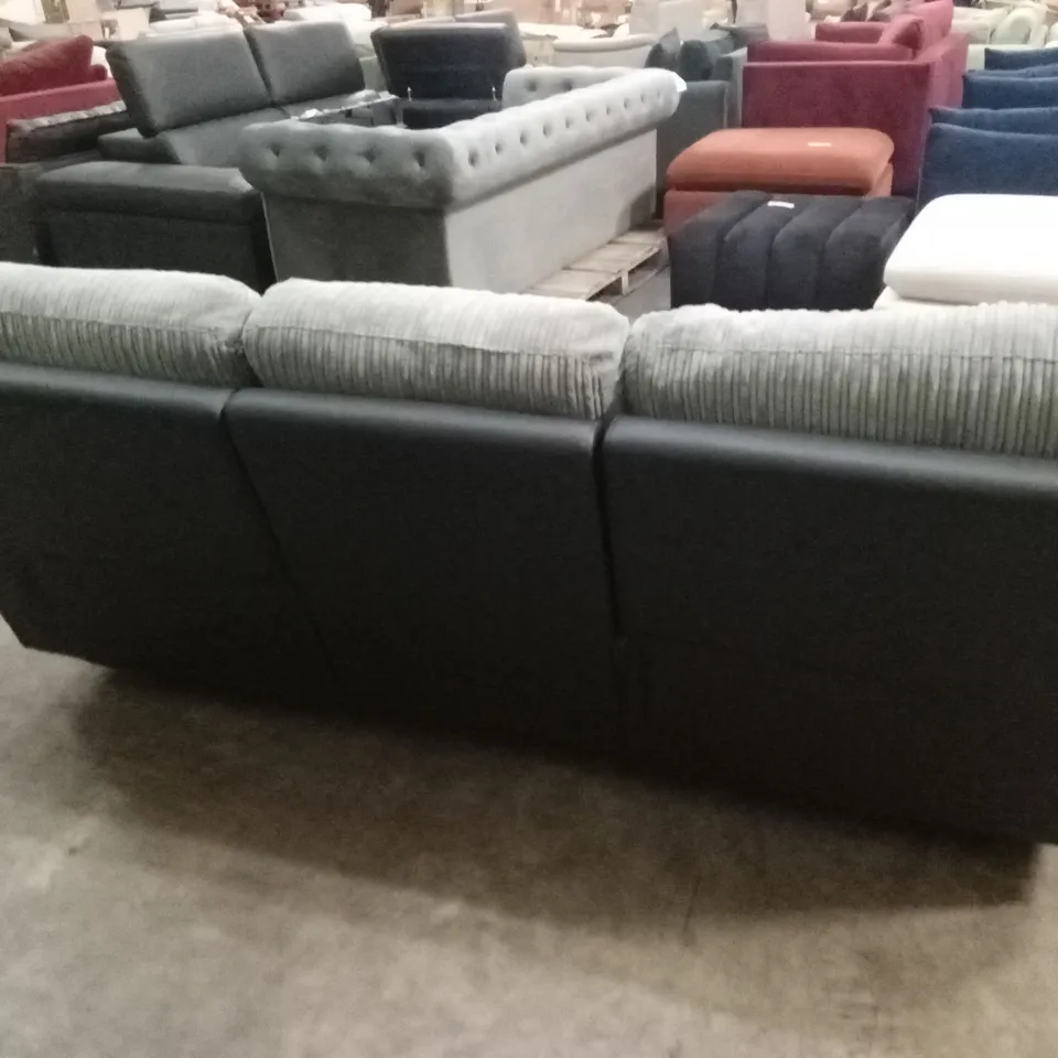 SIENNA FABRIC/FAUX LEATHER HIGH BACK 3 SEATER RECLINER SOFA RRP £849