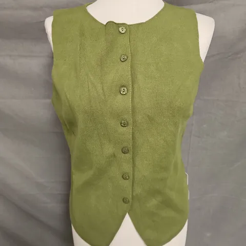 NOBODY'S CHILD FINE GAUGE KNITTED WAISTCOAT IN GREEN SIZE M