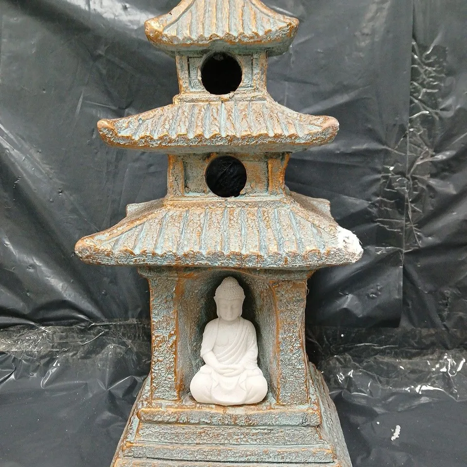 My Garden Stories Solar LED Buddha Pagoda – Garden Ornament