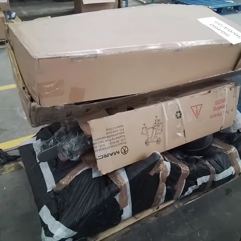 PALLET TO CONTAIN AN ASSORTMENT OF INCOMPLETE GARDEN FURNITURE AND TRAMPOLINES ECT