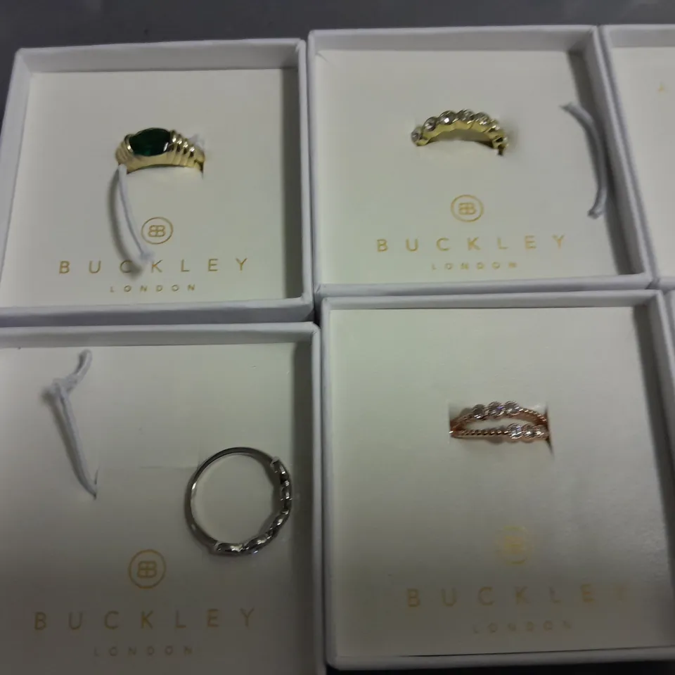 LOT OF 8 ASSORTED BOXED BUCKLEY LONDON RINGS