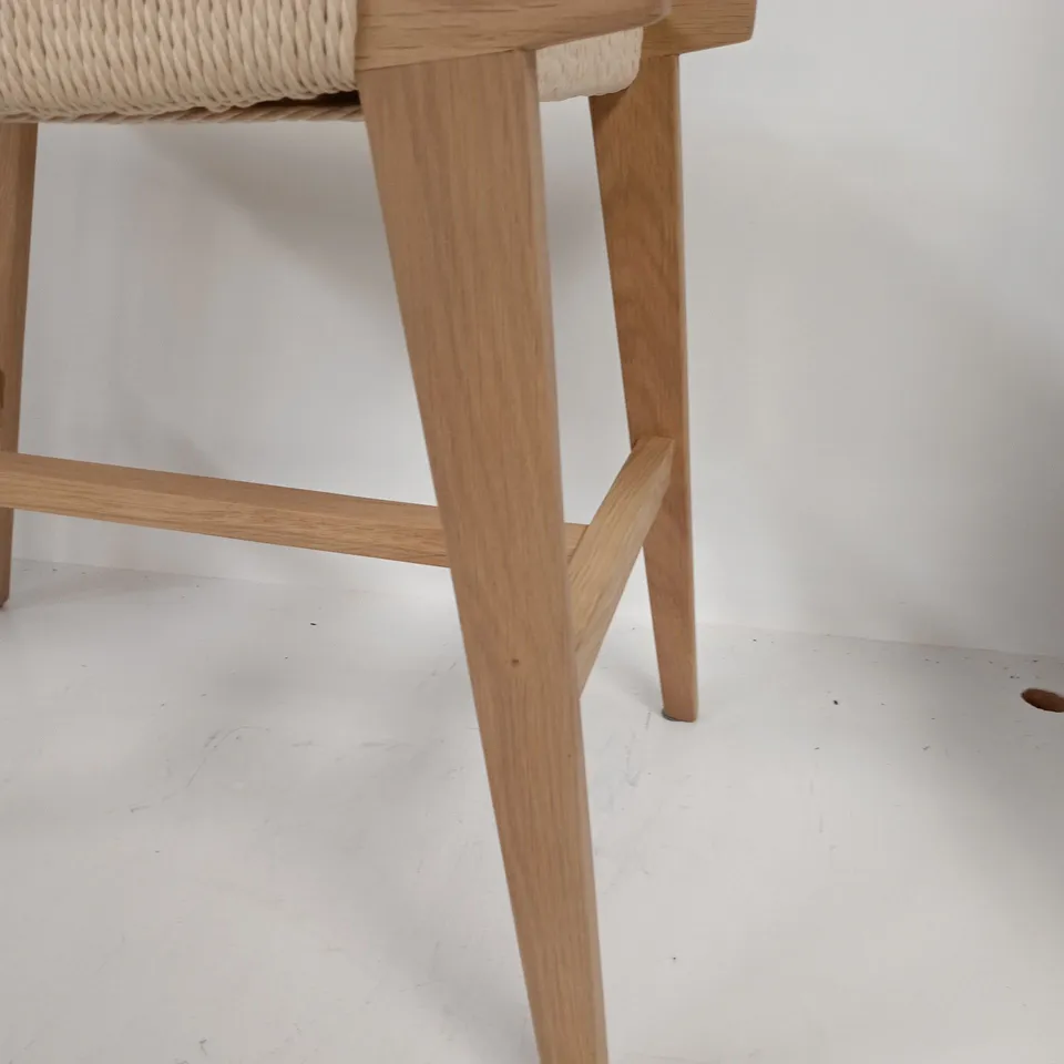 WOODEN STOOL WITH WICKER SEAT PAD