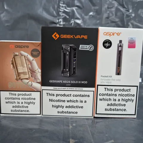 BOX OF APPROXIMATELY 20 ASSORTED VAPING ITEMS AND PRODUCTS TO INCLUDE GEEK VAPE, ASPIRE, ETC