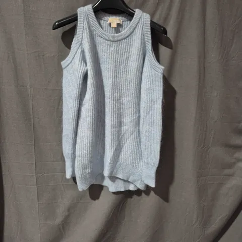 MICHAEAL KORS LIGHT BLUE KNIT SLEEVELESS COLD-SHOULDER TOP – WOMEN'S CLOTHING