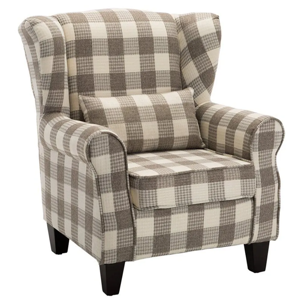 BOXED THEODORE WINGBACK CHAIR - GREY/WHITE