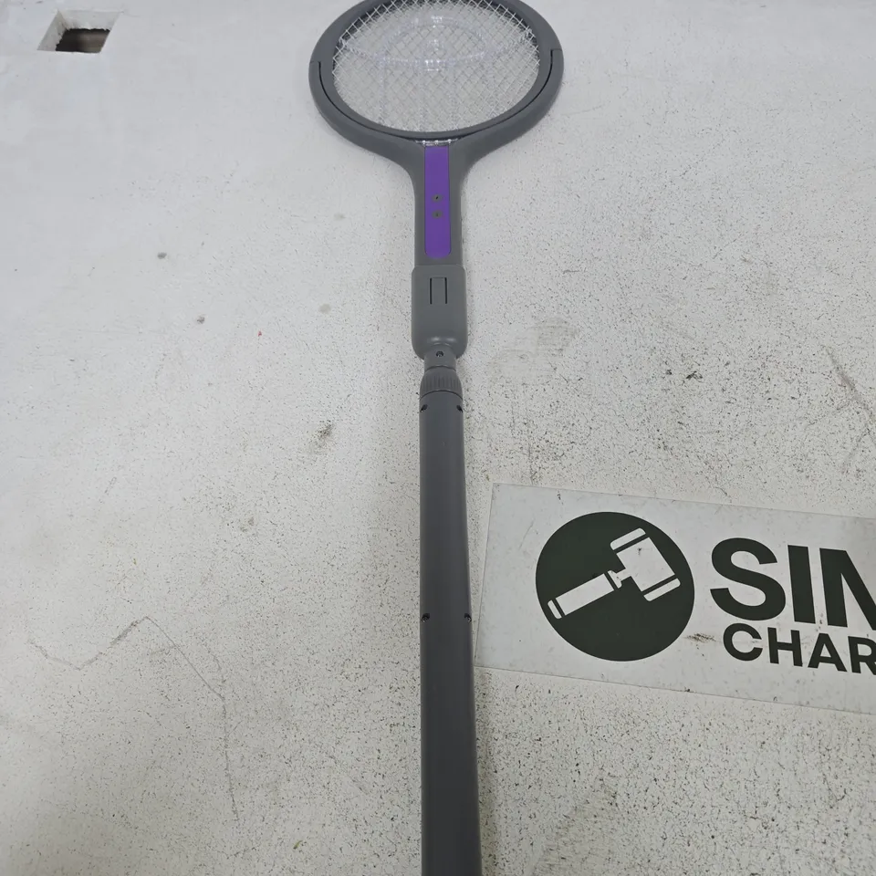 INTELLIGENT MOSQUITO SWATTER – ELECTRIC INSECT RACKET, GREY WITH PURPLE ACCENT