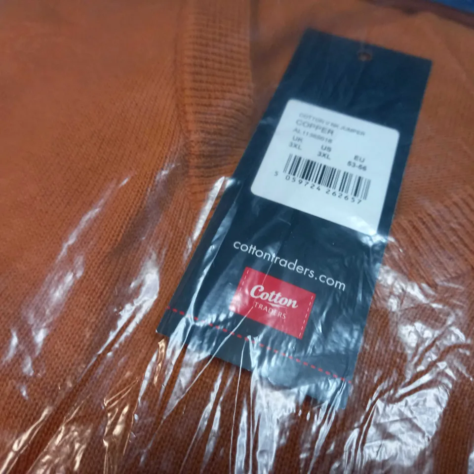 PACKAGED COTTON TRADERS COPPER COTTON V NECK JUMPER - 3XL