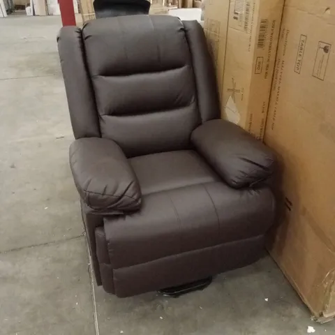 DESIGNER BROWN FAUX LEATHER POWER RECLINER CHAIR 