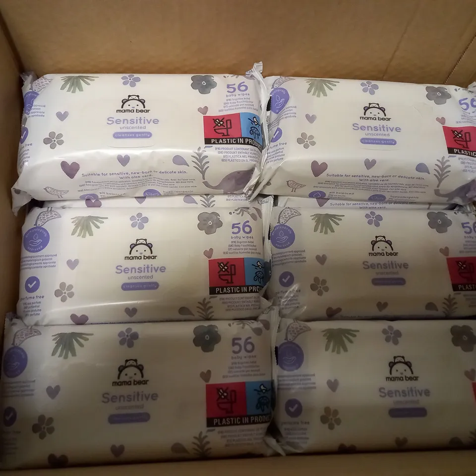 LOT OF 9 X 56 MAMA BEAR SENSITIVE UNSCENTED BABY WIPES 