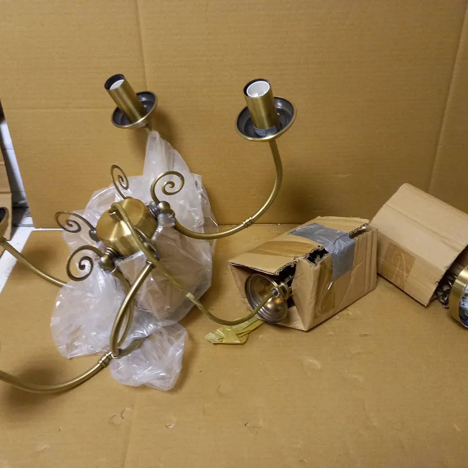 5 LIGHT ANTIQUE BRASS TWIST CHANDELIER LIGHT FITTING