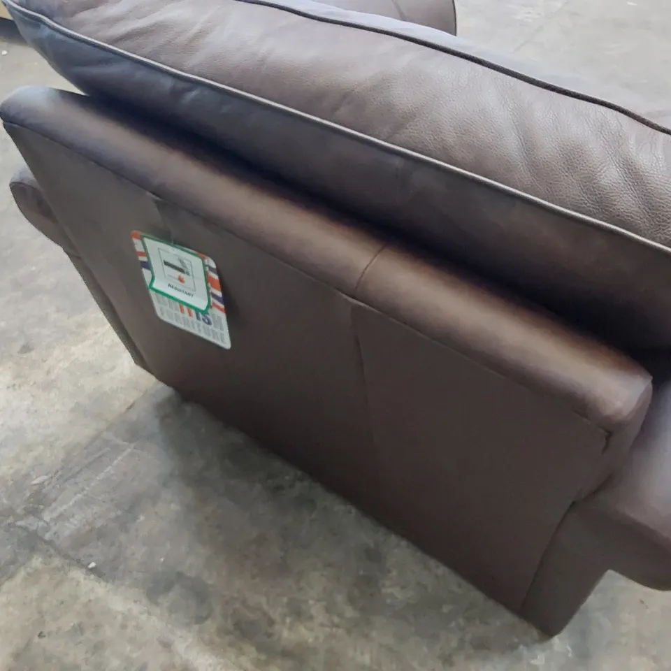 QUALITY BRITISH DESIGNER LOUNGE Co. SCROLL ARM EASY CHAIR DISTRESSED BROWN LEATHER 