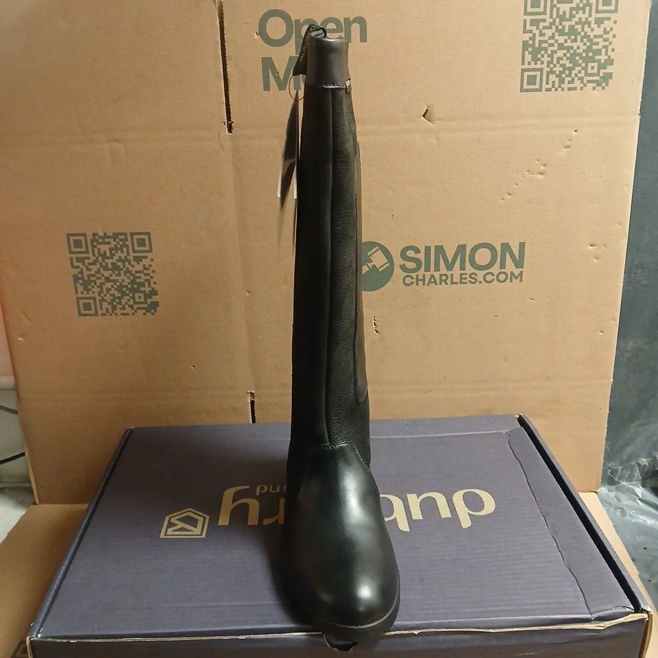 DUBARRY BLACK KNEE-HIGH LEATHER BOOTS WITH GORE-TEX – BOXED SIZE EU 42