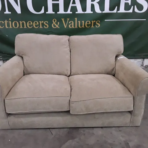 DESIGNER WILLIAM 2 SEATER HIGH BACK SOFA - BEIGE FABRIC