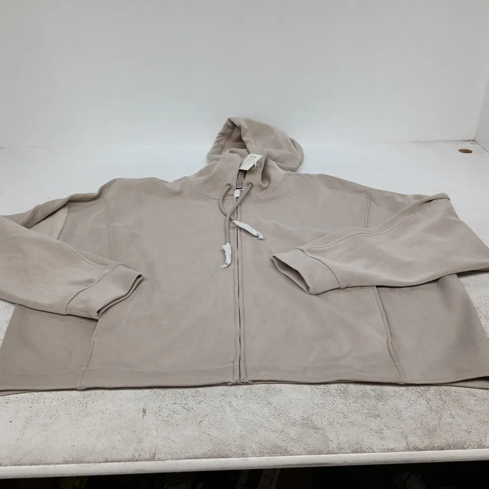 OYSHO BEIGE ZIP HOODIE, UK L – BREATHABLE, SOFT TOUCH, WINTER BRUSHED LAYER