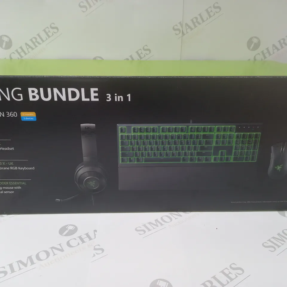 BRAND NEW BOXED RAZER GAMING BUNDLE 3 IN 1 TO INCLUDE - GAMING HEADSET, MEMBRANE RGB KEYBOARD AND ESSENTIAL GAMING MOUSE