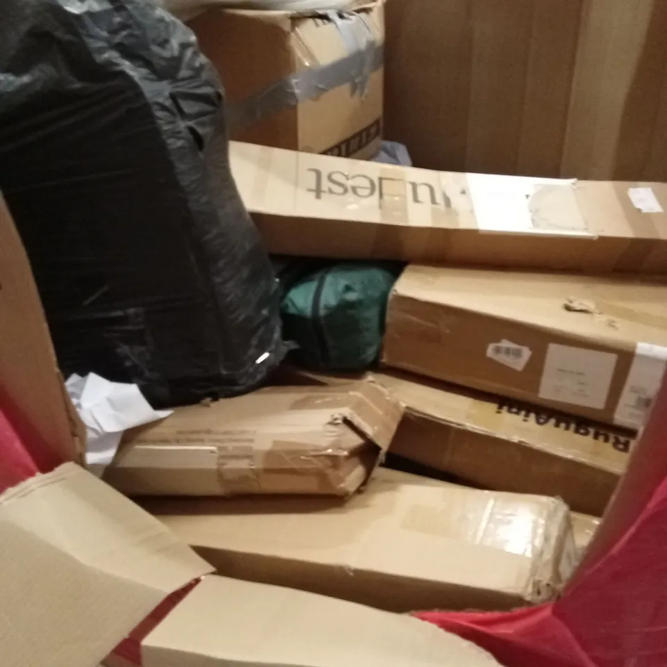 PALLET OF ASSORTED HOUSEHOLD GOODS & PRODUCTS TO INCLUDE; AIR COOLERS, BASSINET COT, FOLDING HAND TROLLEY, BOXED FURNITURE ETC 