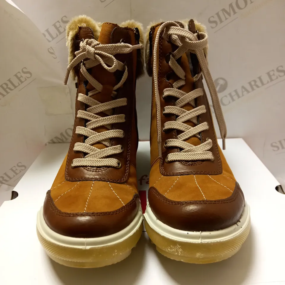 RIEKER LACE UP TAN HIKER BOOTS - SIZE 6