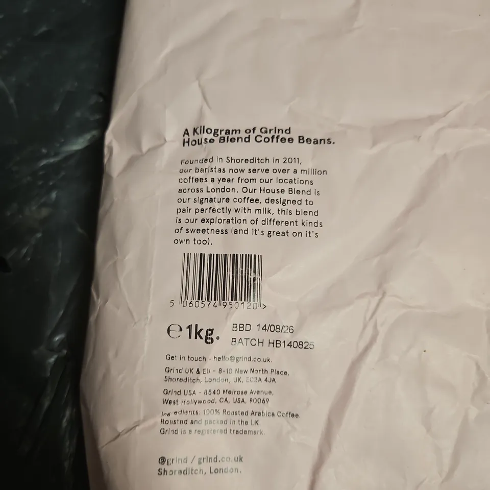 GRIND HOUSE BLEND COFFEE BEANS, 1KG – WHOLE BEAN (SHOREDITCH, LONDON)