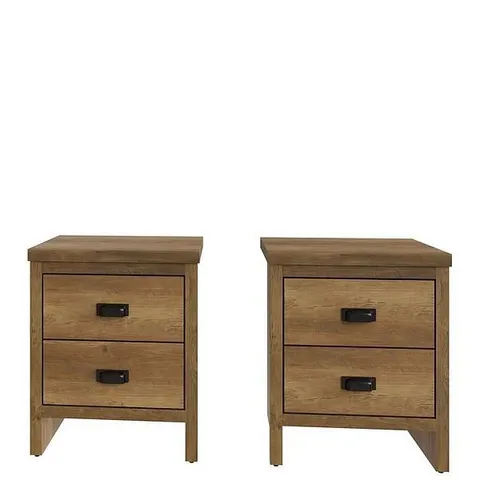 SET OF 2 BOSTON BEDSIDE CHESTS - OAK - COLLECTION ONLY