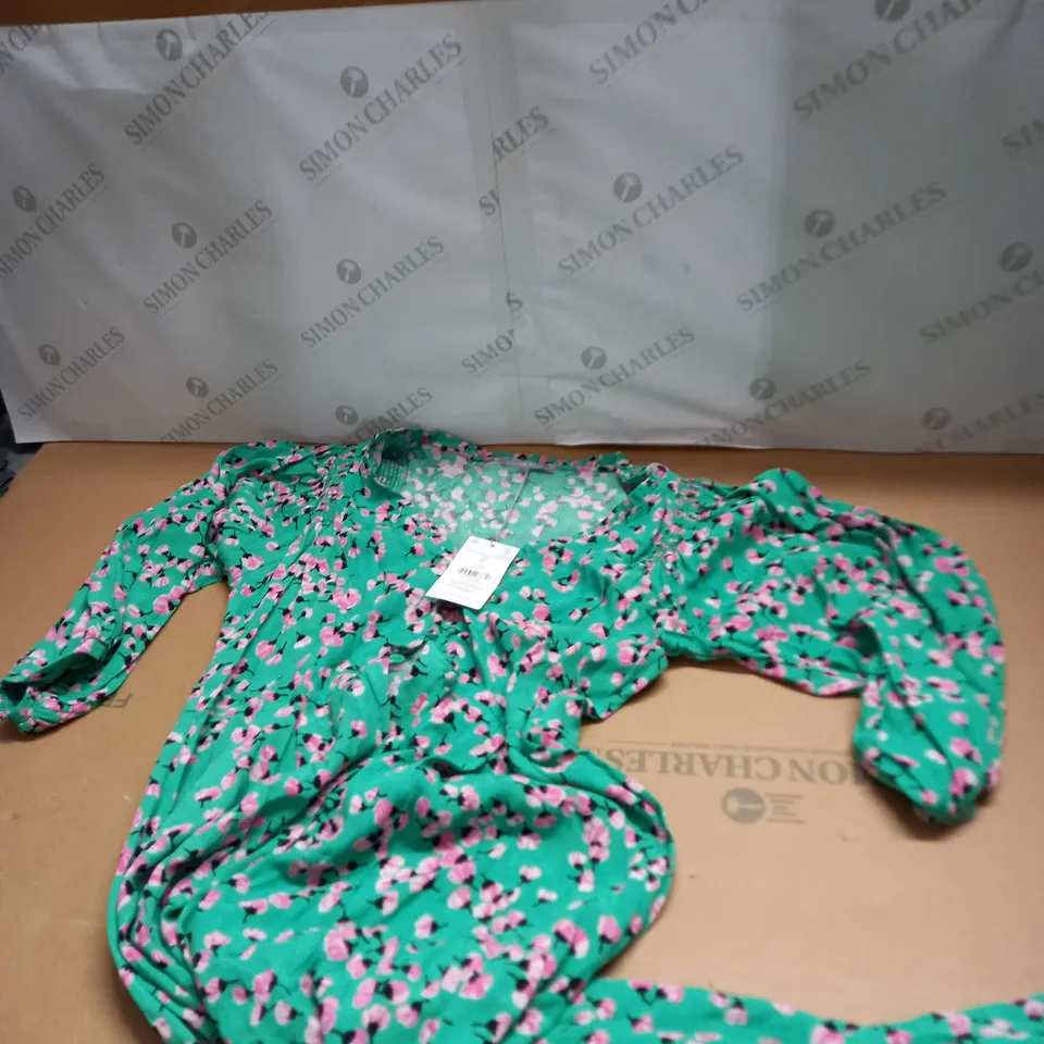 OLIVER BONAS VINTAGE ROSE BUD GREEN MIDI DRESS SIZE 12