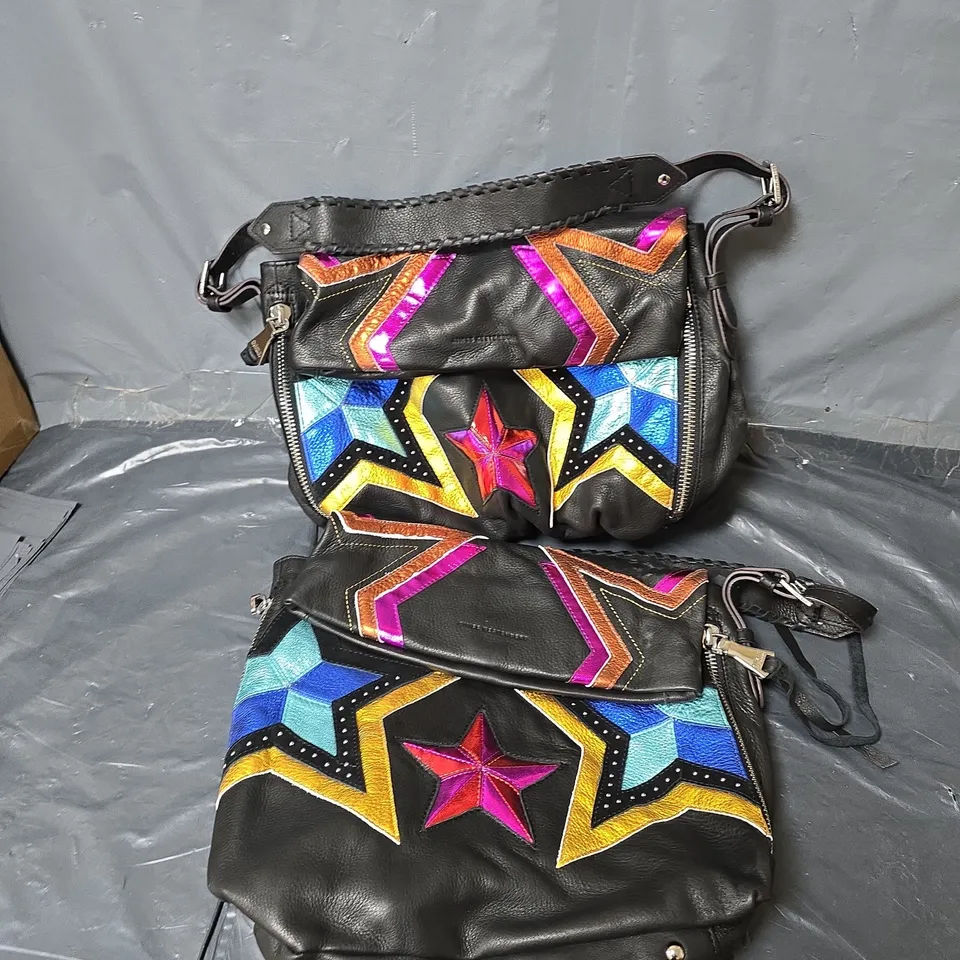 2X AIMEE KESTENBERO MULTI POCKET HANDBAG - BLACK STAR 