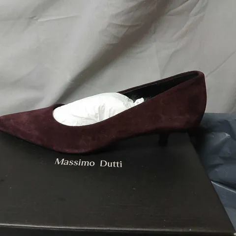 MASSIMO DUTTI BURGUNDY SUEDE POINTED-TOE PUMPS – WOMEN'S SHOES, UK 5 (EU 38)