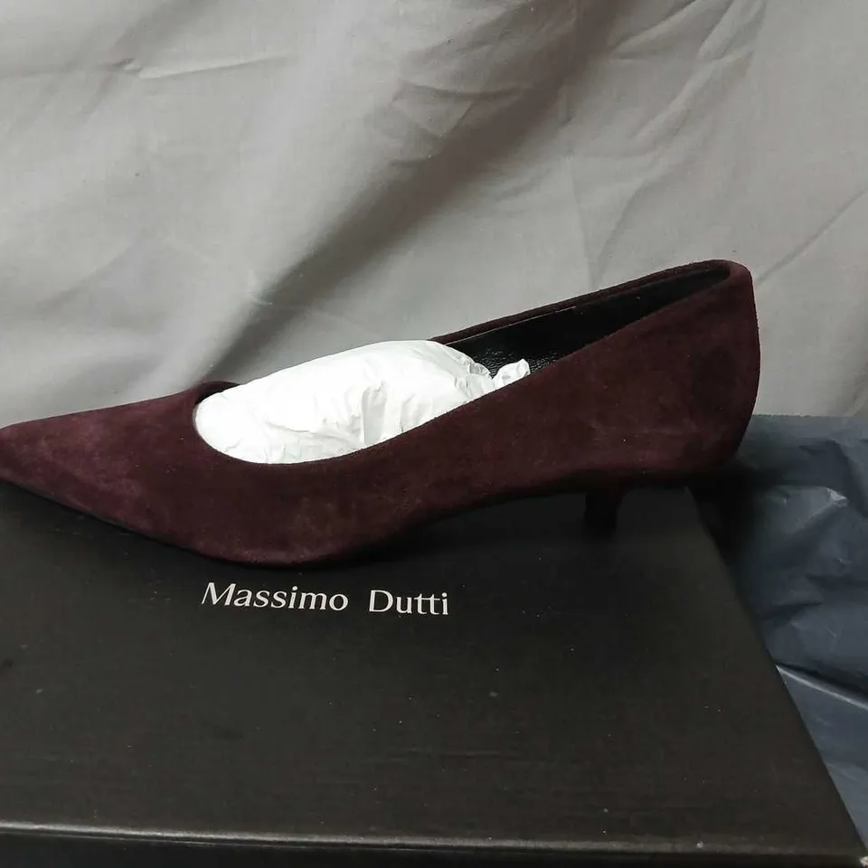 MASSIMO DUTTI BURGUNDY SUEDE POINTED-TOE PUMPS – WOMEN'S SHOES, UK 5 (EU 38)