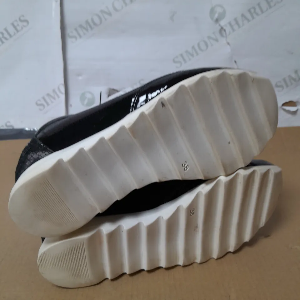PAIR OF RUTH LANGSFORD WEDGE TRAINERS IN BLACK SIZE 5