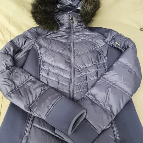 MICHAEL KORS NAVY PUFFER JACKET WITH FUR TRIM – WOMEN'S, UK SIZE S