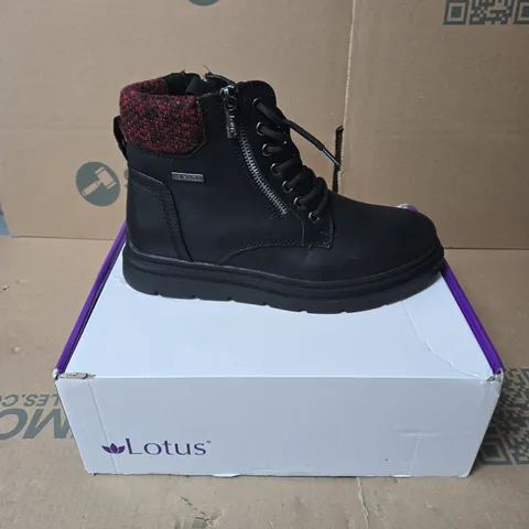 LOTUS WATERPROOF SAUNDRA BLACK ANKLE BOOTS SIZE 40 BOXED