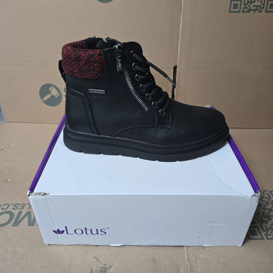 LOTUS WATERPROOF SAUNDRA BLACK ANKLE BOOTS SIZE 40 BOXED