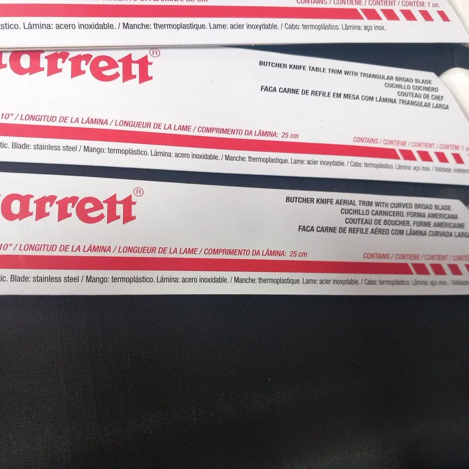 STARRETT PROFESSIONAL BUTCHERS KNIFE SET - 11 PIECES STAINLESS STEEL WHITE ERGONOMIC HANDLES KITCHEN CHEF KNIFE - INCLUDES BONING SKINNING STEAK KNIVES PROTECTOR STONE