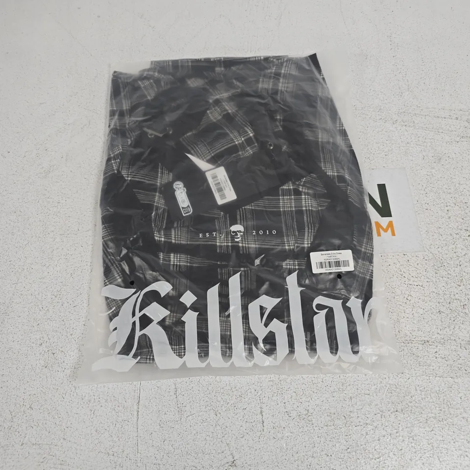 LOT OF APPROXIMATELY 38 BRAND NEW KILLSTAR BANISHEE ECHO TARTAN DRESSES - VARIOUS SIZES