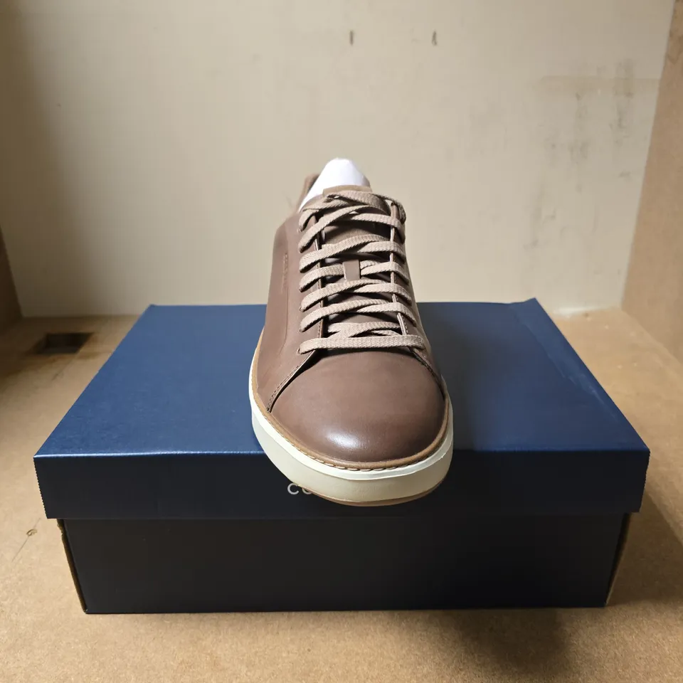 COLE HAAN TOPSPIN SNEAKER, BROWN LEATHER – UK 12