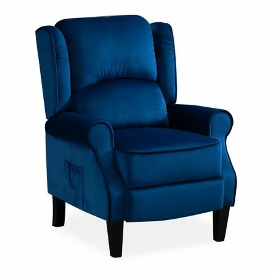 MIDNIGHT BLUE PLUSH VELVET RECLINER