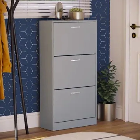 BOXED VIDA 3 DRAWER FLIP DOWN SHOE STORAGE FREE STANDING CABINET FOR HALLWAY 