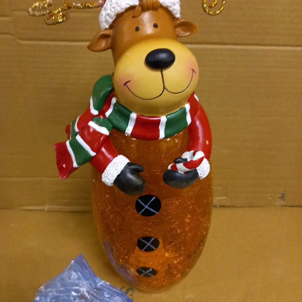 FESTIVE PRE-LIT LARGE GLASS CHRISTMAS CHARACTER - REINDEER
