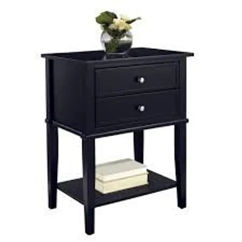 BOXED FRANKLIN ACCENT TABLE WITH 2 DRAWERS - BLACK (1 BOX)